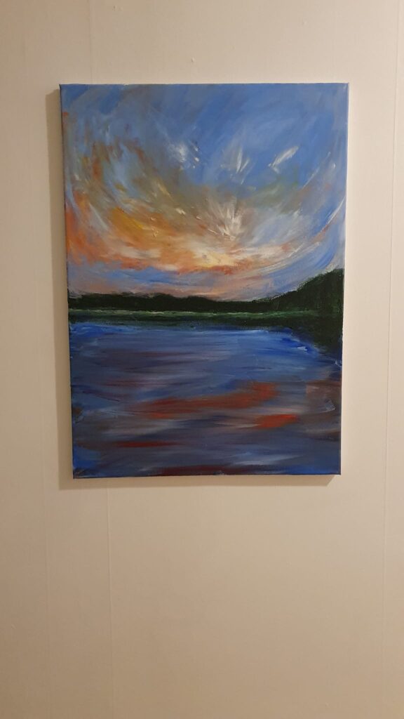 abstrakt landskap akrylmålning canvastavla av Anne Kaarina Soulshine